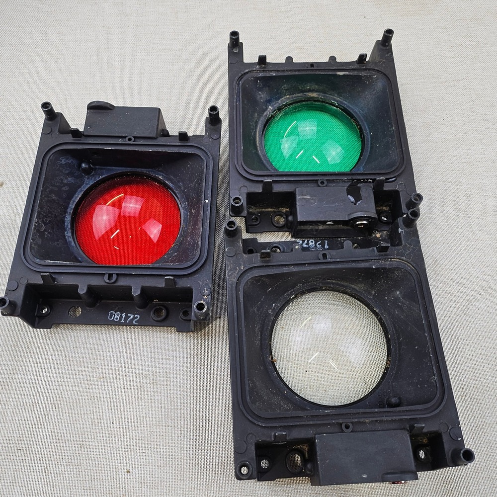 Vtg Red Green Clear Signal Light Lamp‎ Lens P265 CRC Assembly Part Lot of 3